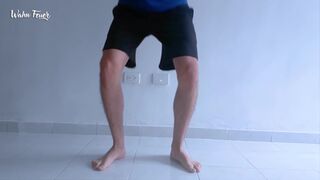 Long legs and sexy feet doing squats while stripping