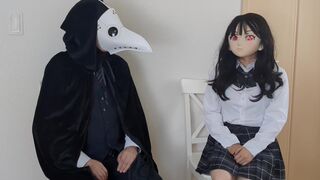 HENTAI Aibu。廃墟。セクシーな衣装。電動バイブでオナニー。