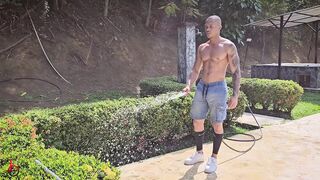 My busty boss and her big-bootied friend swallow my cock in an outdoor threesome - Brandon Cruz