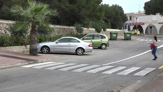 Babe masturbates in the car then sucks and rides a massive cock