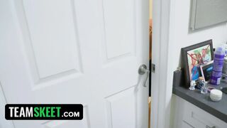 Naughty pranks make sexy teen Rebecca Vanguard horny