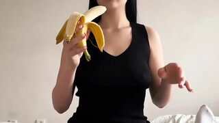 Banana Dessert Before a Long Juicy Blowjob