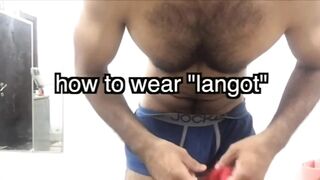 Punjabi Man Demonstrates Red Langot and Jerks His Big Cock
