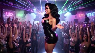 Beautiful Woman Enjoys Exciting Night At Vibrant Club Dancing Kissing Men And Becoming Fully Nude On All Fours