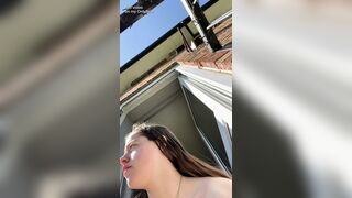 RISKY masturbation on balcony and SHE Cums HARD