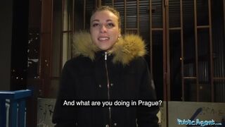 Public Agent Multiple orgasms as tight pussy stretched in public toilet