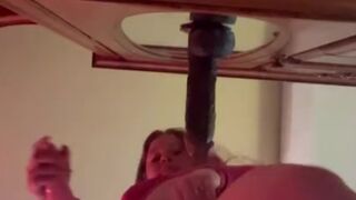 Hold grippy pussy swallows cock